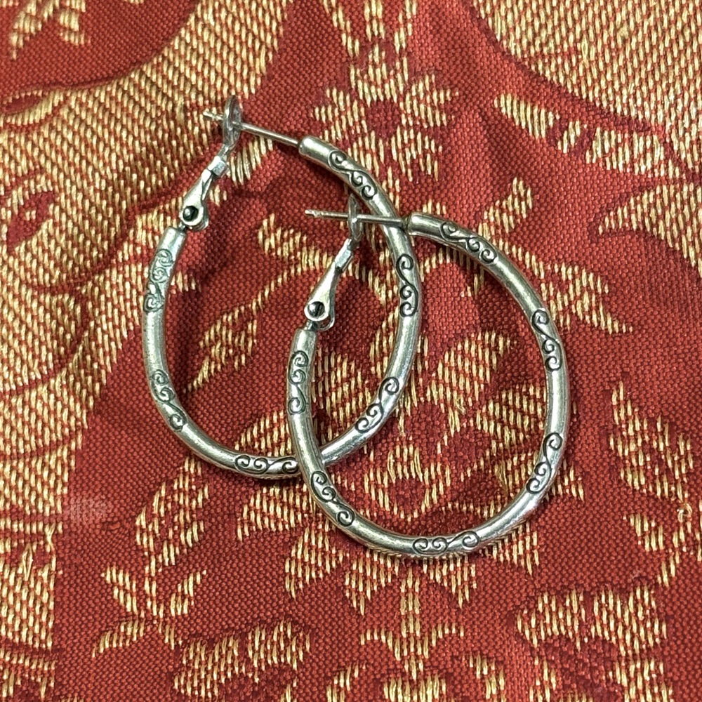 Brighton oval hoop charm earrings